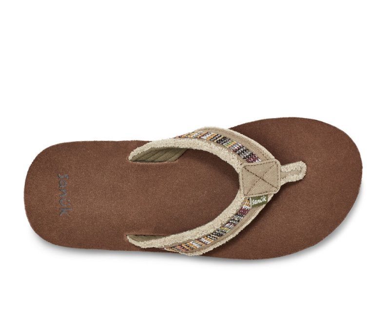 Sanuk Fraid So Eco Friendly Men's Flip Flops Khaki | Canada 286DFM